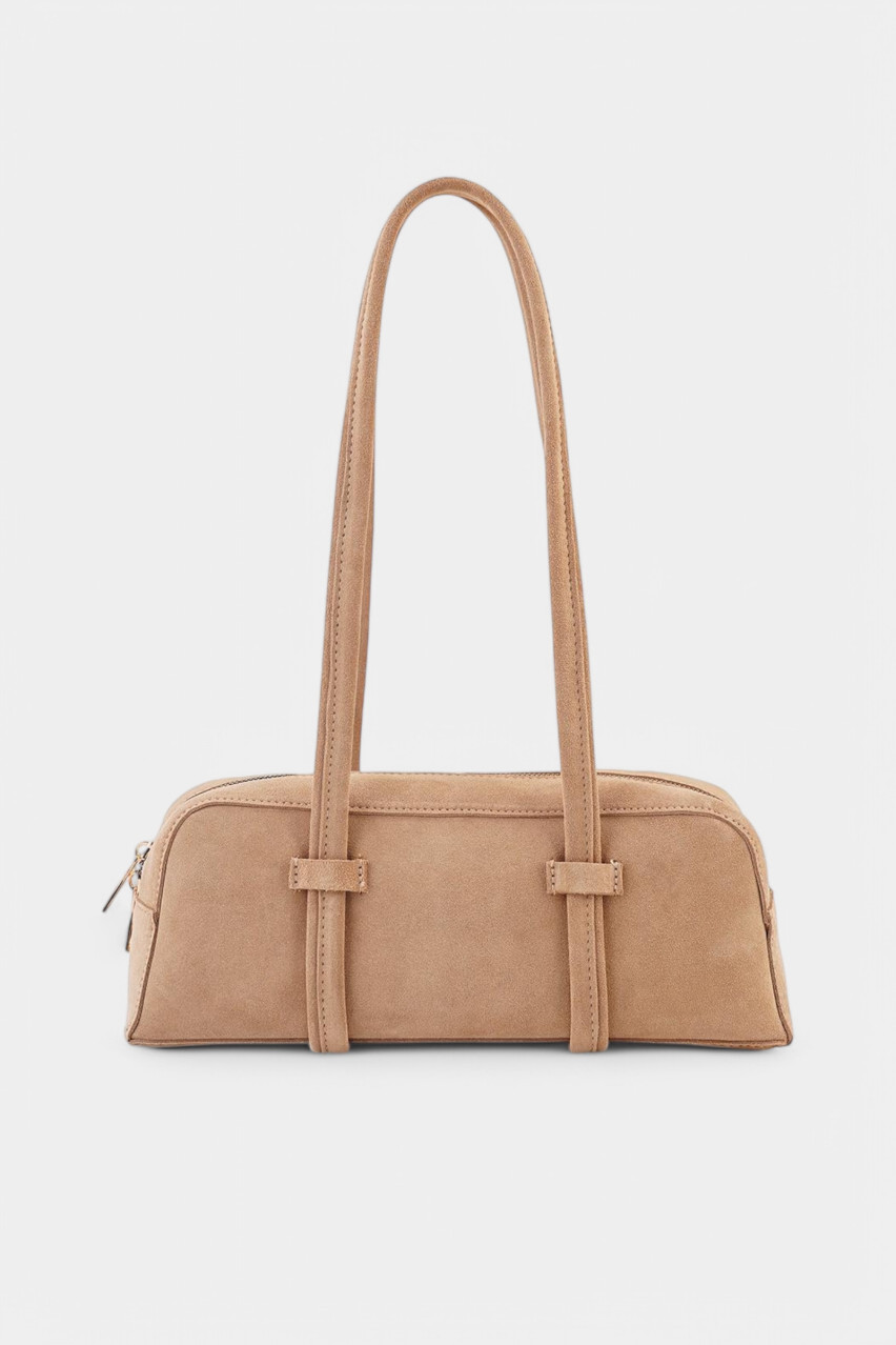 Бежевая замшевая сумка-багет BLAZH.